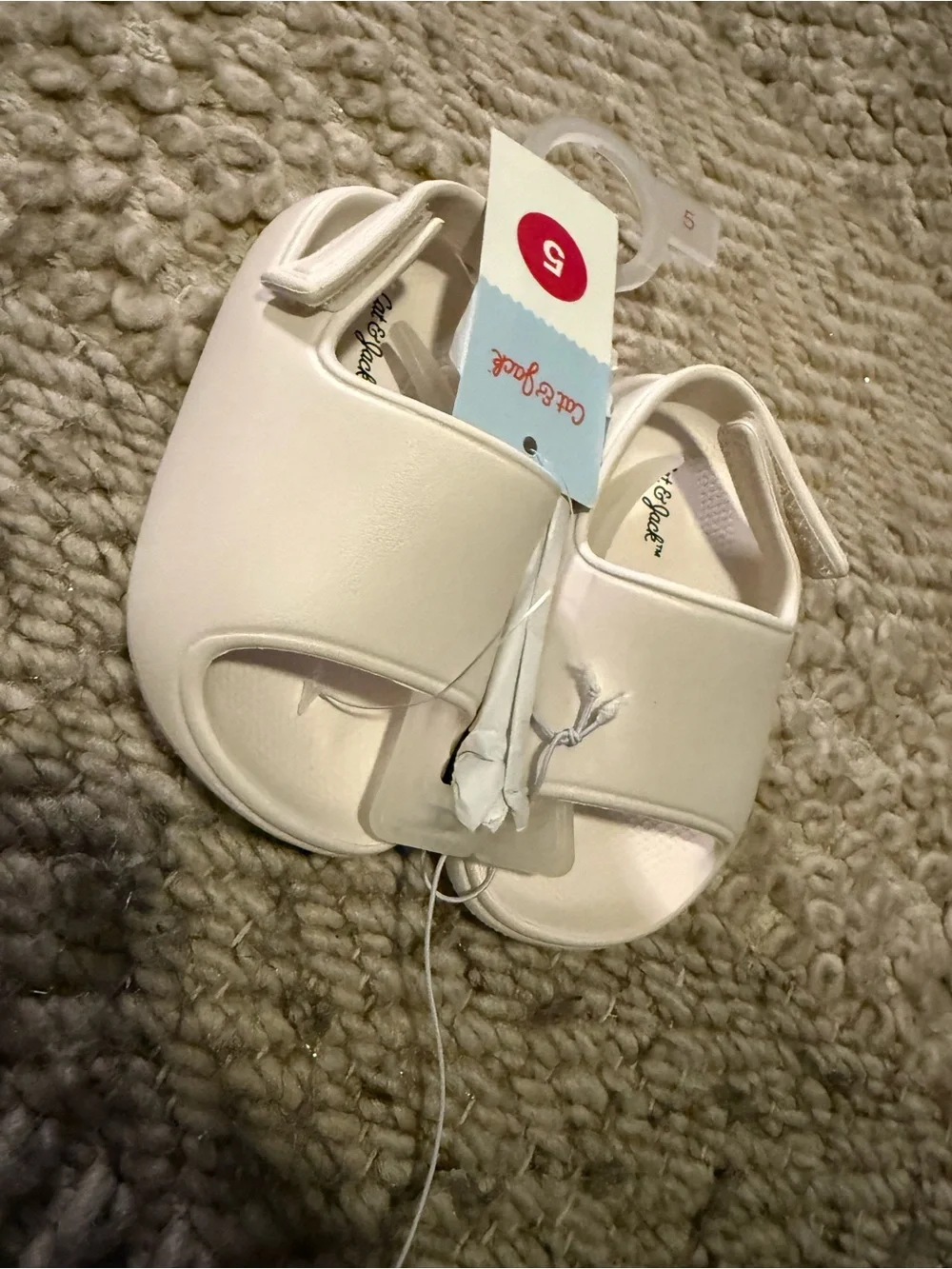 Cat & Jack White Sandals with Hook-and-Loop Strap 5t 5c gender, neutral nwt